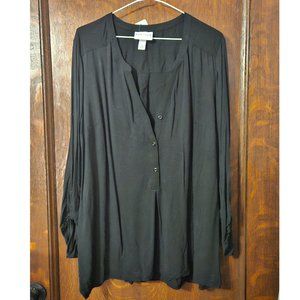Ava Viv Black Blouse Plus Size 3/4 length Sleeves